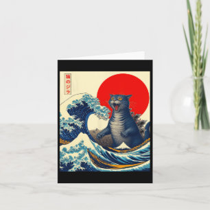 Catzilla Kat Japanse Kunst Grappige Kat Gifts Voor Kaart