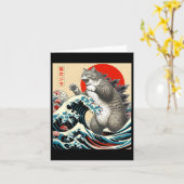 Catzilla Kat Japanse Kunst Grappige Kat Gifts Voor Kaart (Gele Bloem)