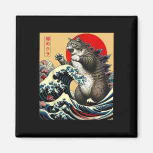 Catzilla Kat Japanse Kunst Grappige Kat Gifts Voor Magneet
