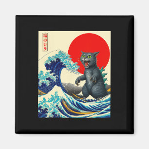 Catzilla Kat Japanse Kunst Grappige Kat Gifts Voor Magneet