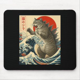 Catzilla Kat Japanse Kunst Grappige Kat Gifts Voor Muismat
