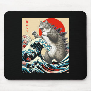 Catzilla Kat Japanse Kunst Grappige Kat Gifts Voor Muismat