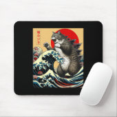 Catzilla Kat Japanse Kunst Grappige Kat Gifts Voor Muismat (Met muis)
