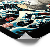 Catzilla Kat Japanse Kunst Grappige Kat Gifts Voor Poster (Hoek)