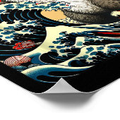 Catzilla Kat Japanse Kunst Grappige Kat Gifts Voor Poster (Hoek)
