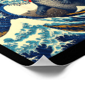 Catzilla Kat Japanse Kunst Grappige Kat Gifts Voor Poster (Hoek)