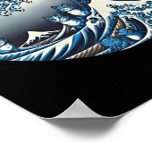 Catzilla Kat Japanse Kunst Grappige Kat Gifts Voor Poster (Hoek)