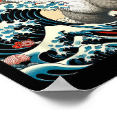 Catzilla Kat Japanse Kunst Grappige Kat Gifts Voor Poster (Hoek)