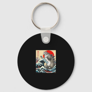 Catzilla Kat Japanse Kunst Grappige Kat Gifts Voor Sleutelhanger