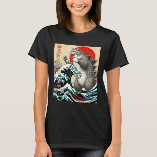 Catzilla Kat Japanse Kunst Grappige Kat Gifts Voor T-shirt