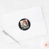 Catzilla Kat Japanse Kunst Grappige Kat Graphics v Ronde Sticker (Envelop)