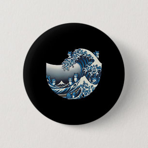 Catzilla Kat Japanse Kunst Grappige Kat Kado's Voo Ronde Button 5,7 Cm