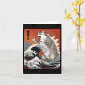 Catzilla Kat Japanse Kunst Grappige Kat Voor Manne Kaart (Gele Bloem)