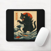 Catzilla Kat Japanse Kunst Grappige Kat Voor Manne Muismat (Met muis)