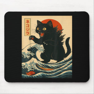 Catzilla Kat Japanse Kunst Grappige Kat Voor Manne Muismat