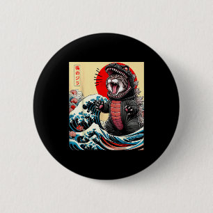 Catzilla Kat Japanse Kunst Grappige Kat Voor Manne Ronde Button 5,7 Cm