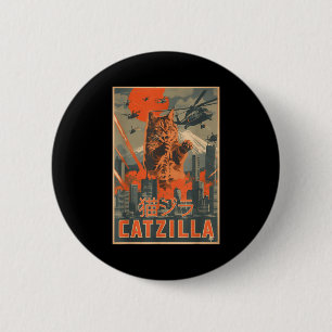 Catzilla Kat Japanse Kunst Grappige Katten Cadeaus Ronde Button 5,7 Cm