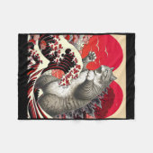 Catzilla Kat Valentijn Japanse Kunst Grappig Kat G Fleece Deken (Voorkant (Horizontaal))