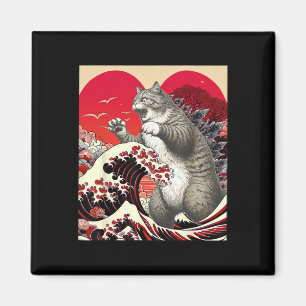 Catzilla Kat Valentijn Japanse Kunst Grappig Kat G Magneet