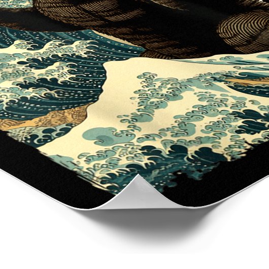 Catzilla kattenkunst grappige kat Japan voor manne Poster (Hoek)