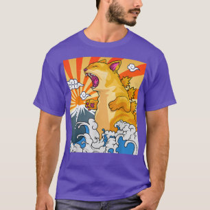 Catzilla Kawaii Cute Cat Art Japanse zon T-shirt