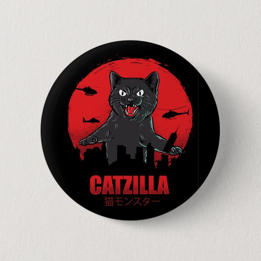 Catzilla Monster Cat Classic Round Ronde Button 5,7 Cm (Voorkant)