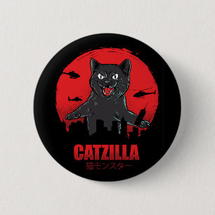 Catzilla Monster Cat Classic Round Ronde Button 5,7 Cm