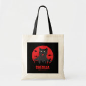 Catzilla Monster Cat Destroys Skyscraper Building Tote Bag (Voorkant)