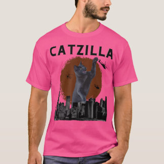 Catzilla Monster Cat Lover Funny Japanese Kitty Ki T-shirt