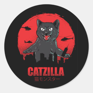 Catzilla Monster Cat Ronde Sticker