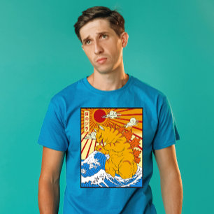 Catzilla Off Kanagawa Grappige Japanse Kunst Kat G T-shirt