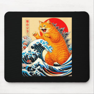 Catzilla oranje kat Japanse kunst voor mannen vrou Muismat