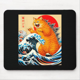 Catzilla oranje kat Japanse kunst voor mannen vrou Muismat
