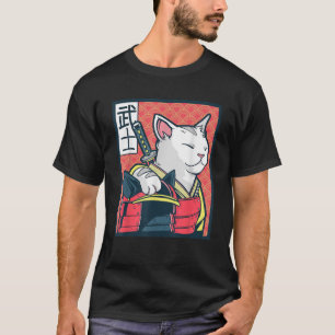 Catzilla Oude Japanse Kat Kunst Vintage Ninja Kat T-shirt