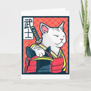 Catzilla Oude Japanse Kat Kunst Vintage Ninja T Kaart