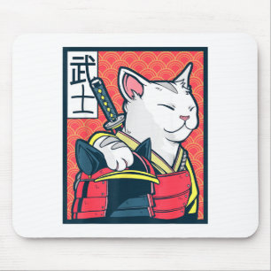 Catzilla Oude Japanse Kat Kunst Vintage Ninja T Muismat