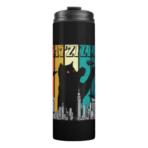 Catzilla  Retro Funny Cat Kitten Halloween Thermosbeker