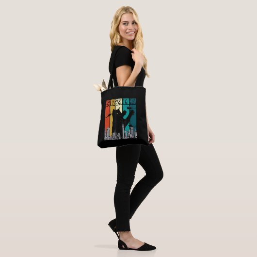 Catzilla  Retro Funny Cat Kitten Halloween Tote Bag (Op model)