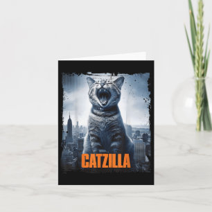 Catzilla Roaring Over City Skyline Kat Monster Kit Kaart