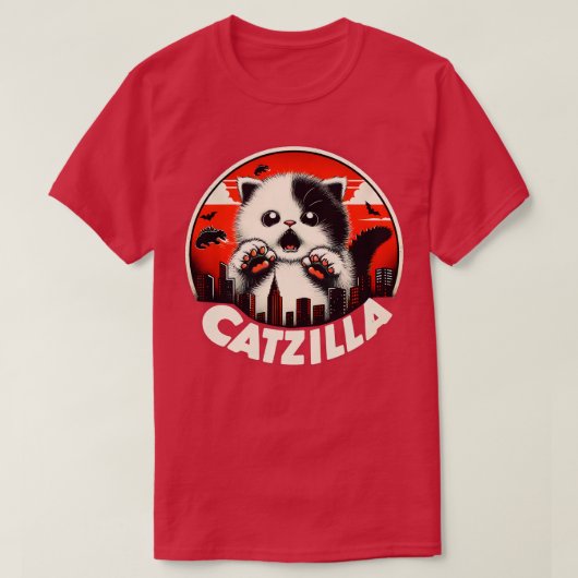 CATZILLA Schattige Fierce Kat met uitzicht op de s T-shirt (Design voorkant)