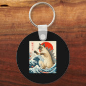 Catzilla Siamese Kat Japanse Kunst Grappig Siamese Sleutelhanger (Voorkant)