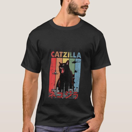  Catzilla T-shirt Funny Kitten en Cat Lover V (Voorkant)