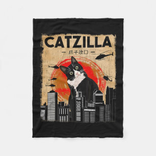  Catzilla T-shirt - Grappige smoking kat en kitten Fleece Deken
