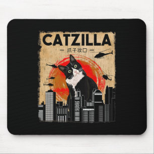  Catzilla T-shirt - Grappige smoking kat en kitten Muismat