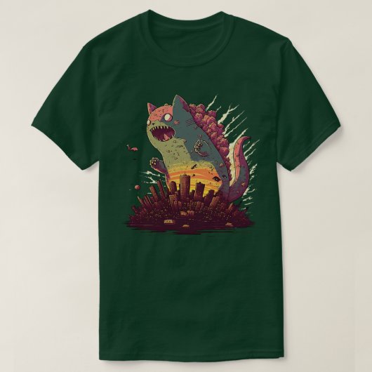 Catzilla zonsondergang t-shirt (Design voorkant)