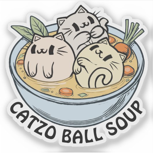 Catzo Ball Soup 2 aangepaste gesneden vinyl Sticke Sticker (Voorkant)