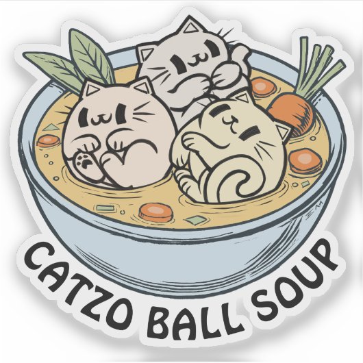 Catzo Ball Soup Custom-Cut Vinyl Sticker (Voorkant)