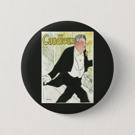 Caudieux van Toulouse Lautrec, Art Nouveau Ronde Button 5,7 Cm (Voorkant)