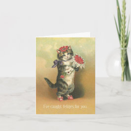 CAUGHT FELINES - schattige retro kat Valentijns  k Feestdagen Kaart