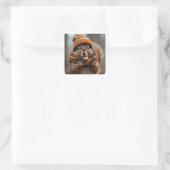Caught snacking again - Squirrel Ai image Vierkante Sticker (Tas)
